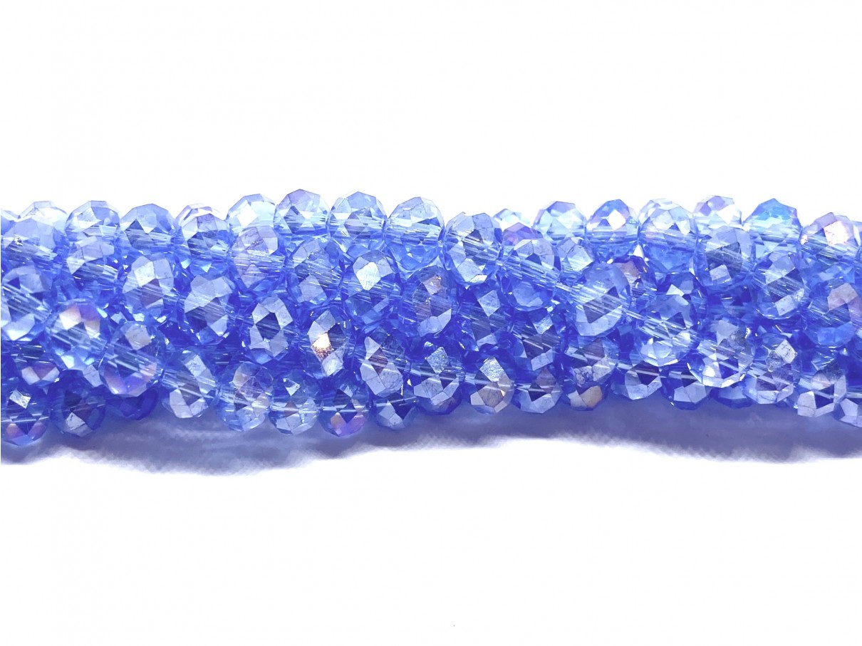 Facetslebne glasperler, klar lys blå AB 4x6mm