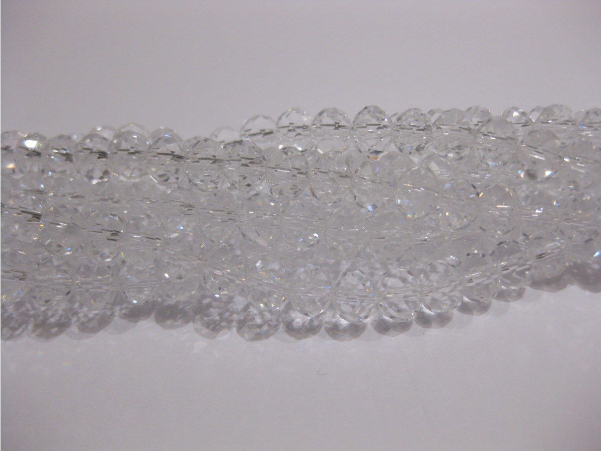 Facetslebne glasperler, krystal 4x6mm