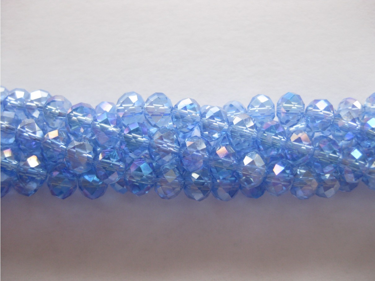 Facetslebne glasperler, klar lys blå AB 2x3mm
