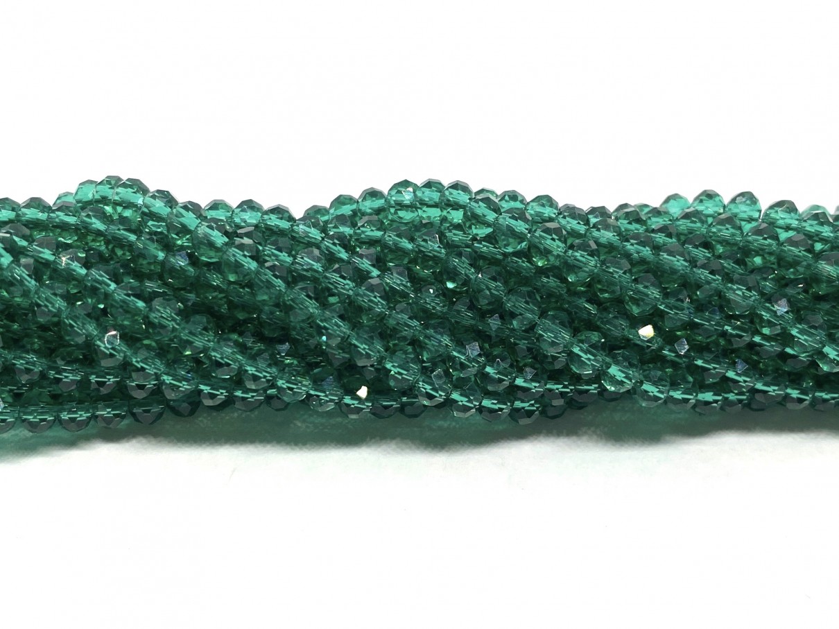 Facetslebne glasperler, smaragd grøn 2x3mm