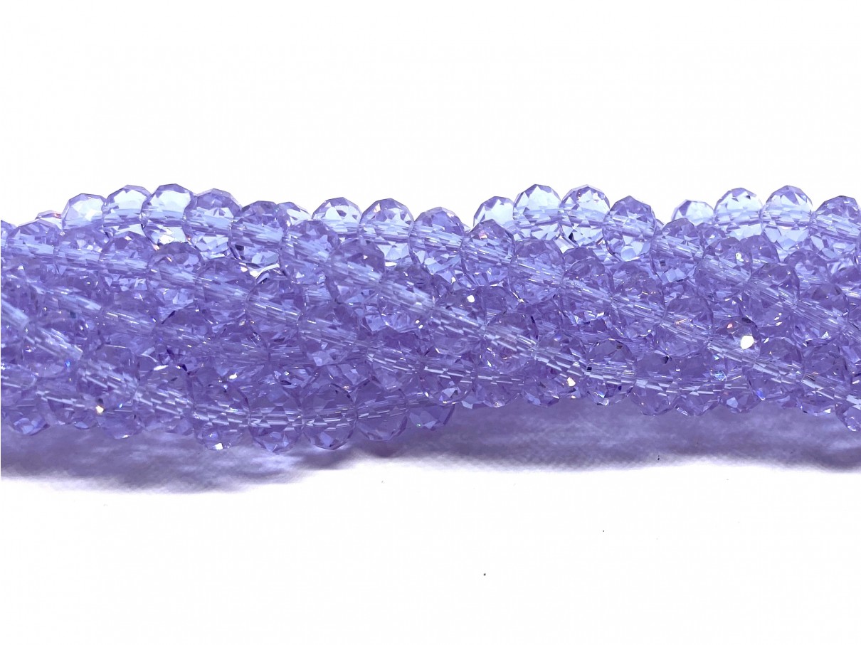 Facetslebne glasperler, violet krystal 4x6mm