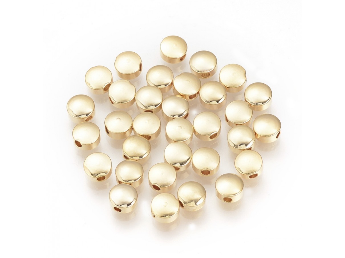 udføre Anvendt tiltrækkende 5mm flade runde guldbelagte perler til smykkefremstilling
