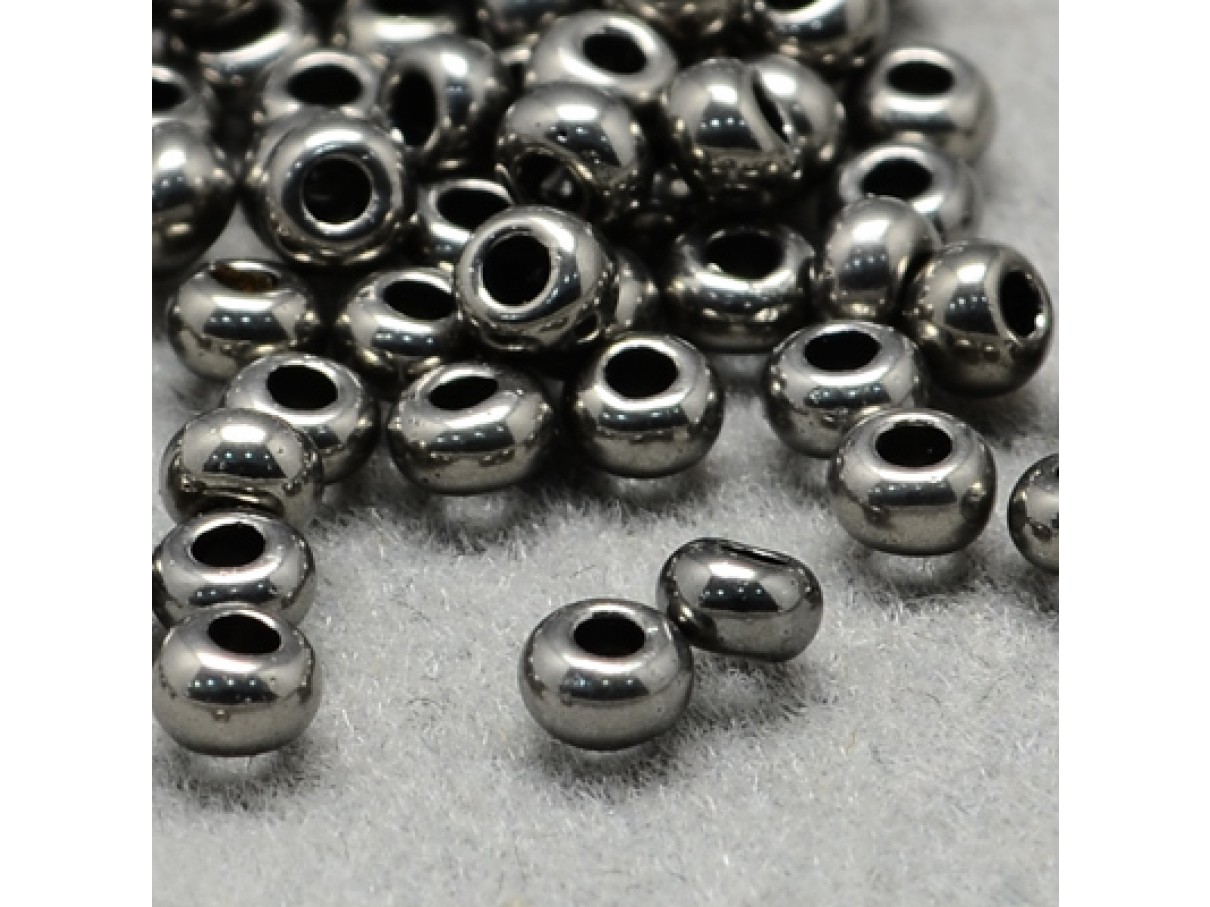 11/0 Glas seed beads, dark grey 2x1,5mm, 10g