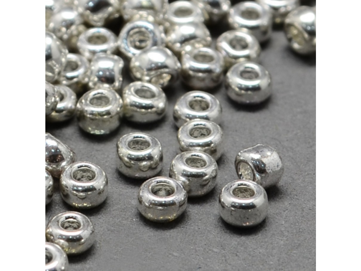 11/0 Glas seed beads, silver 2x1,5mm, 10g