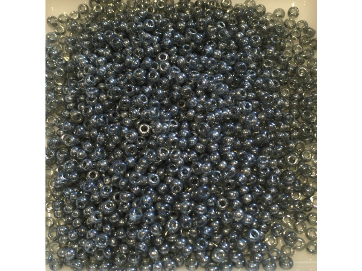 11/0 Glas seed beads, transparent grå 2x1,5mm,10g