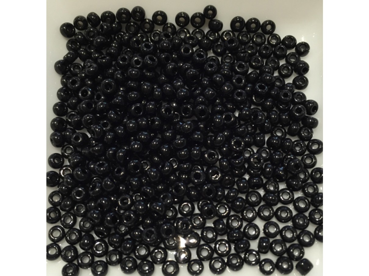 8/0 Glas seed beads, kul sort 2-3mm, 10g