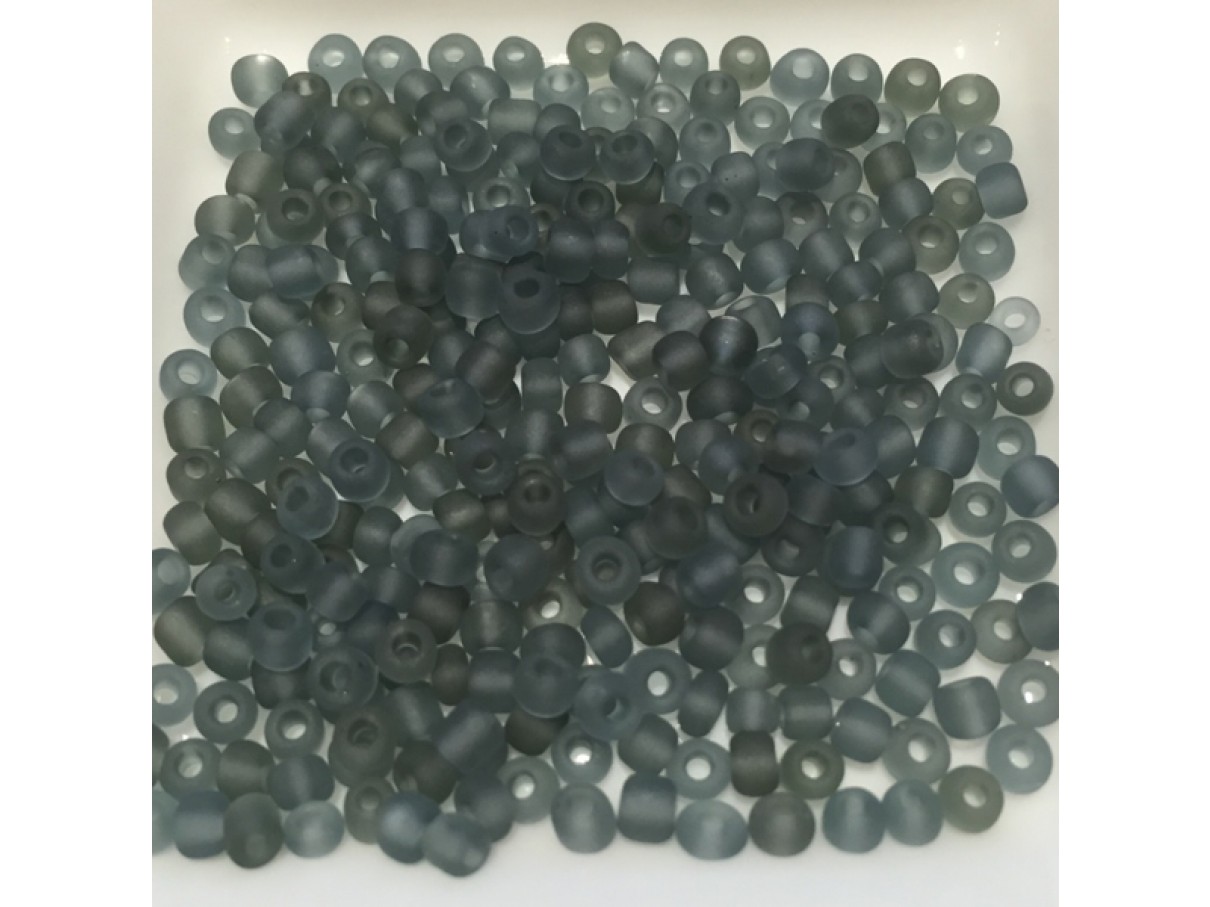 8/0 Glas seed beads, frosted grå 2-3mm, 10g