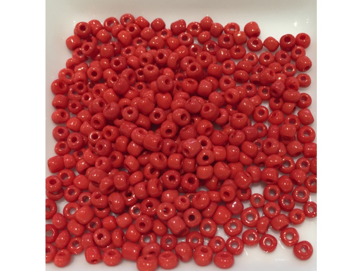 8/0 Glas seed beads, rød 2-3mm, 10g