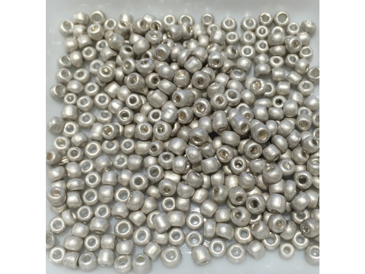 8/0 Glas seed beads, frosted silver 2-3mm, 10g