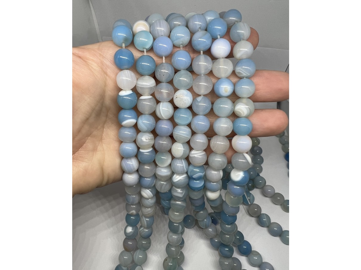 10mm stribet lyseblå perler