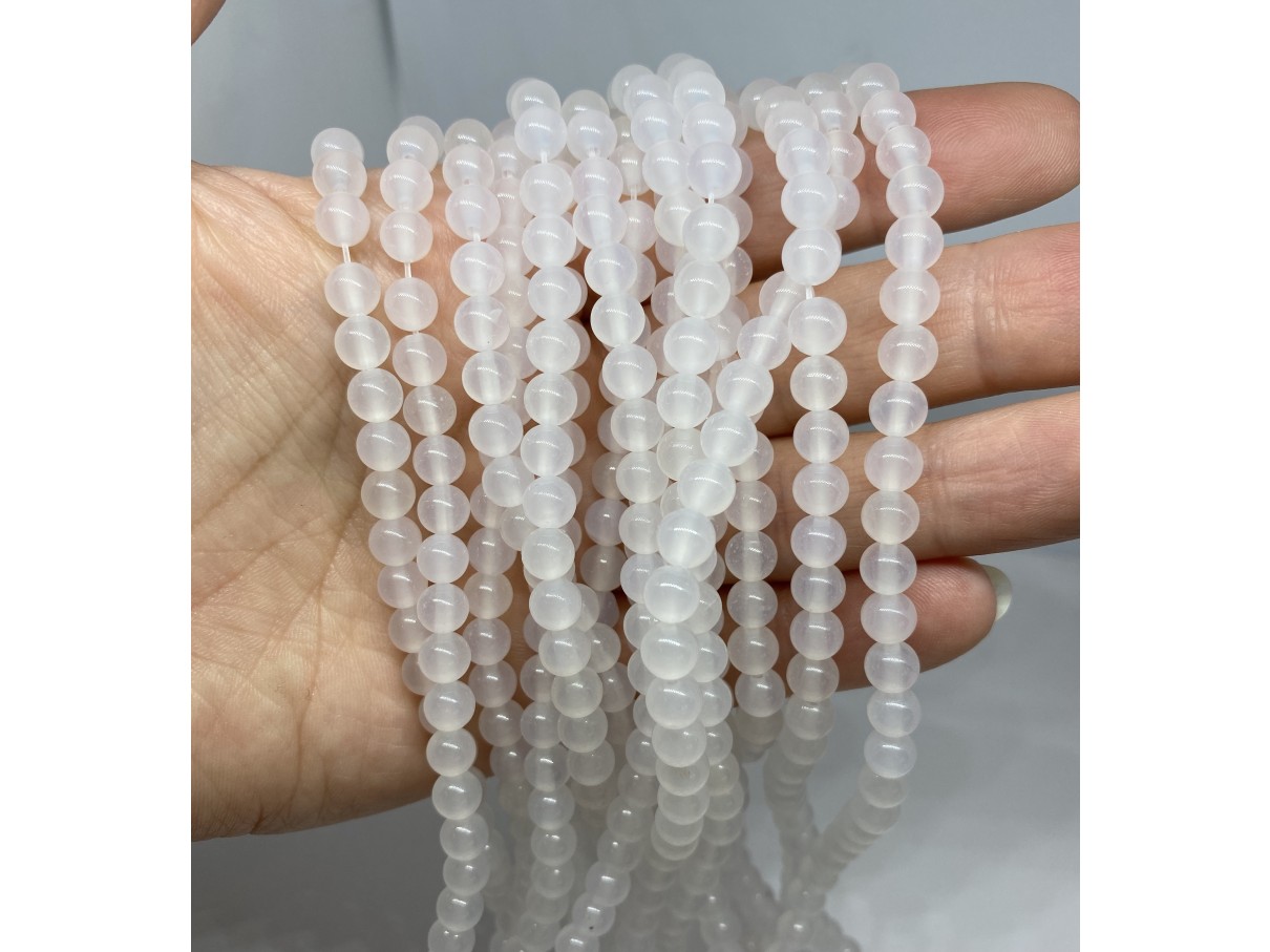 6mm runde perler af hvid agat