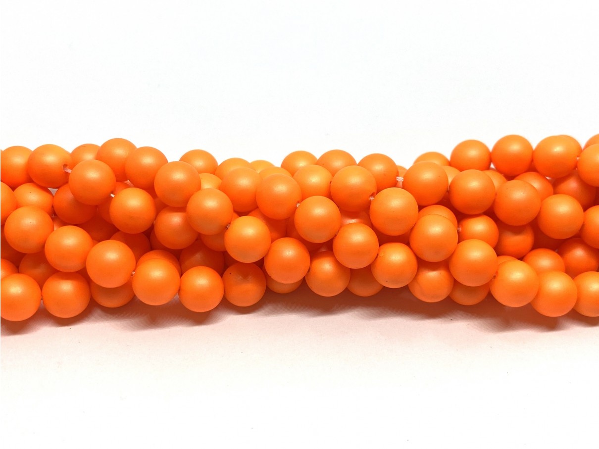 Frosted shell pearl, neon orange 8mm, hel streng