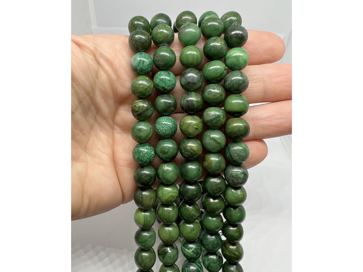 10nm runde grønne jade perler