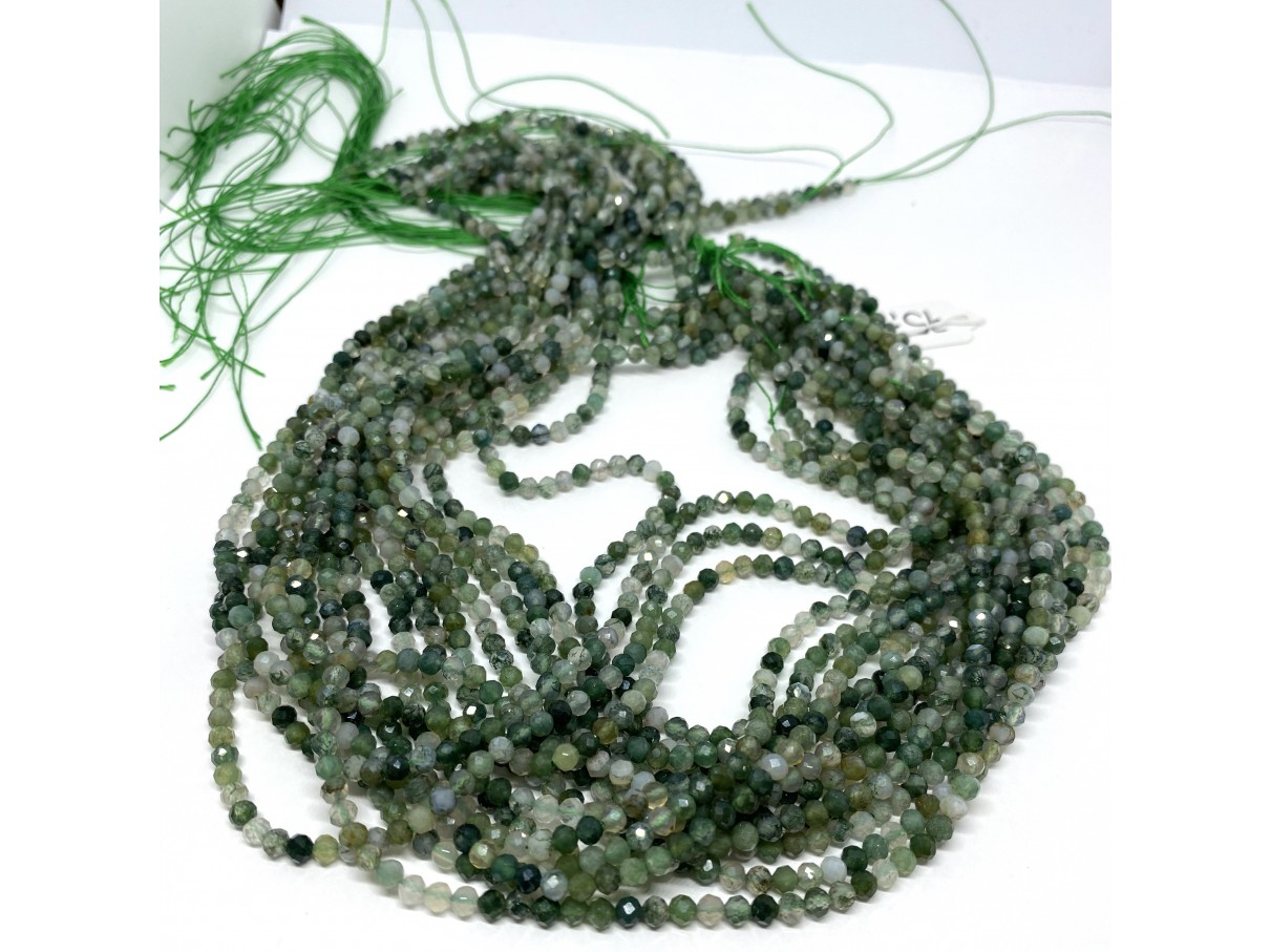 3mm facetslebne grønne perler