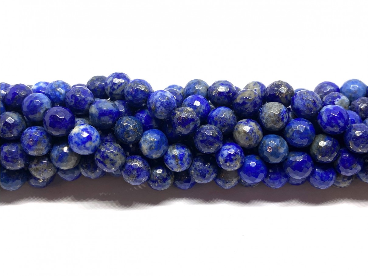 Lapis Lazuli, facetslebet rund 8mm, hel streng