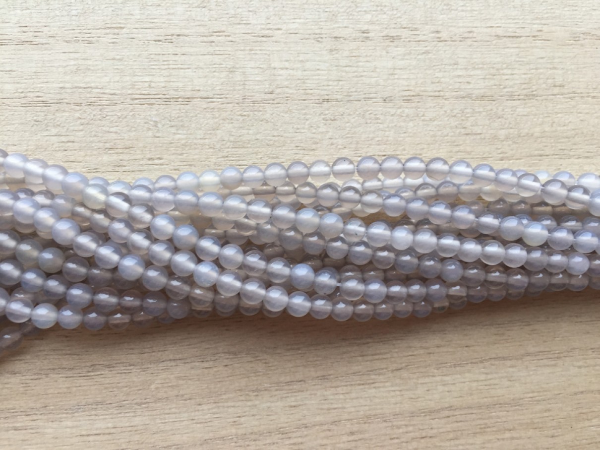 4mm grå agat perler