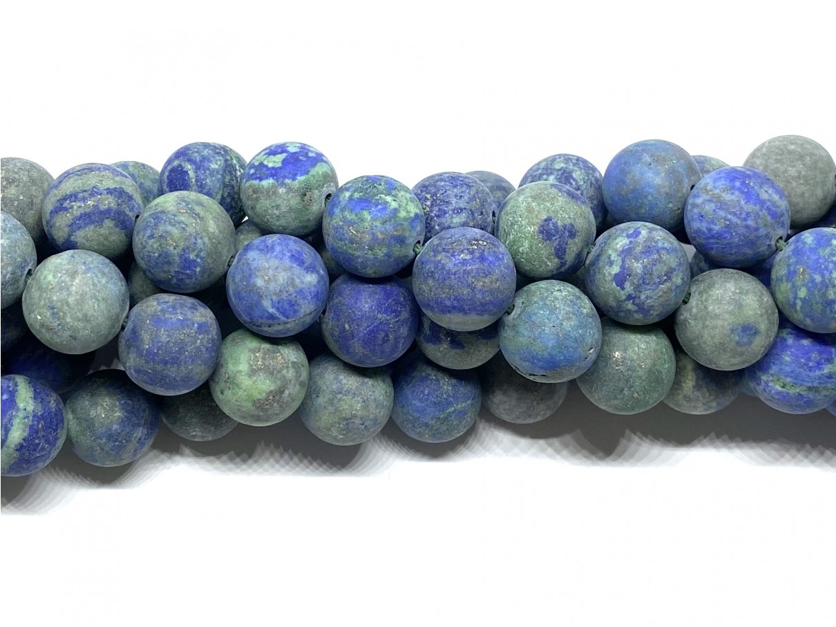 Chrysocolla farvet Lapis Lazuli, mat rund 14mm