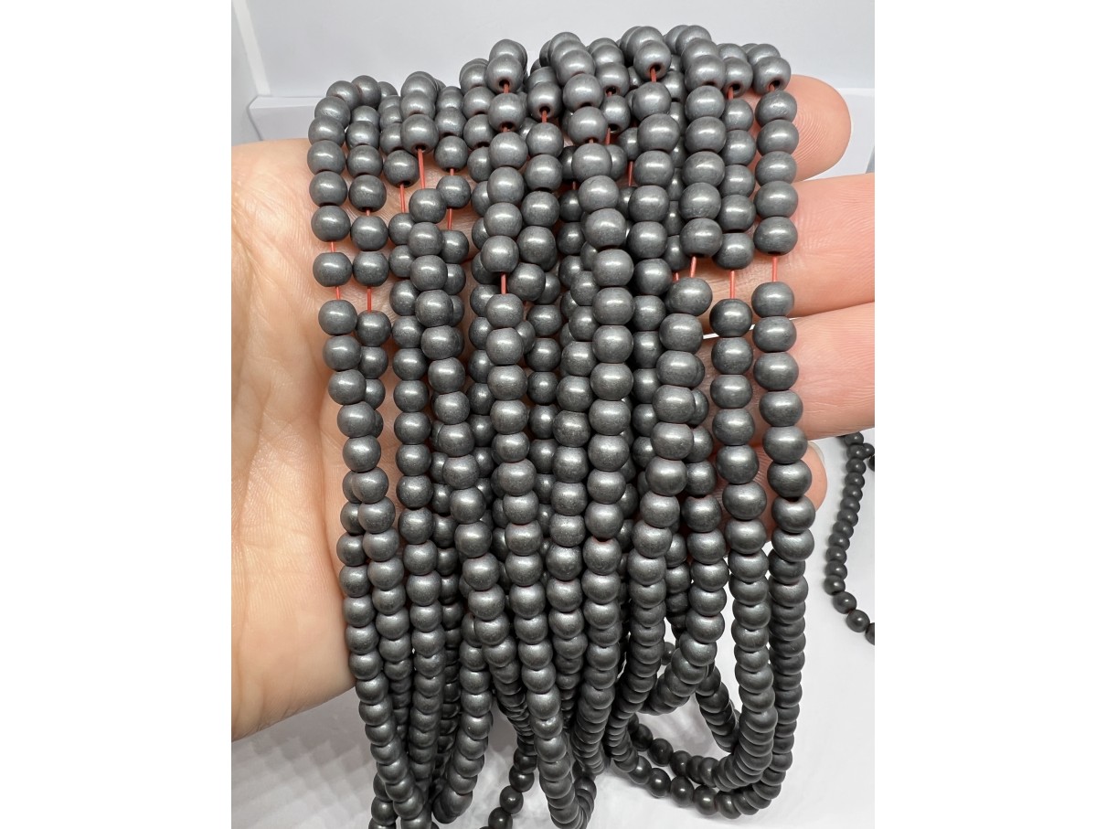 5mm frosted hematite