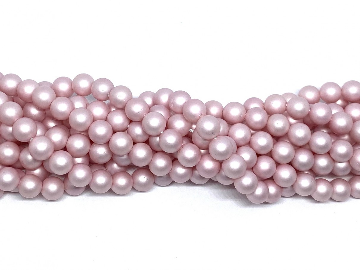 Frosted shell pearl, baby pink 6mm, hel streng