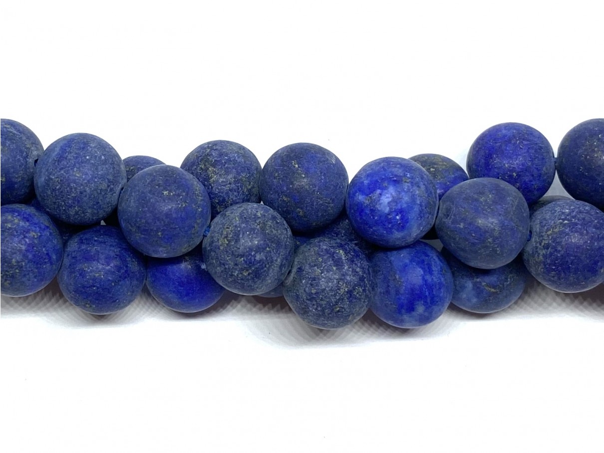 Lapis Lazuli, mat rund 12mm, hel streng
