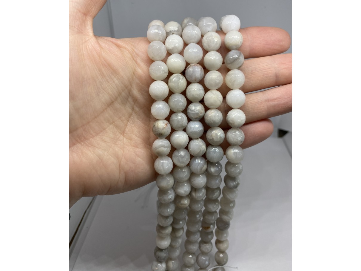 10mm facetslebne perler af hvid crazy agat