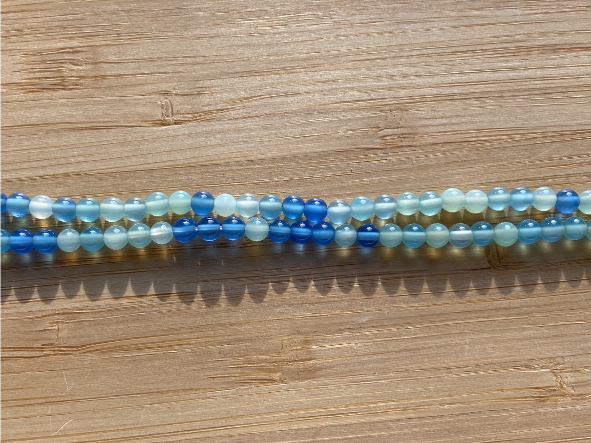 4mm blå agat perler 
