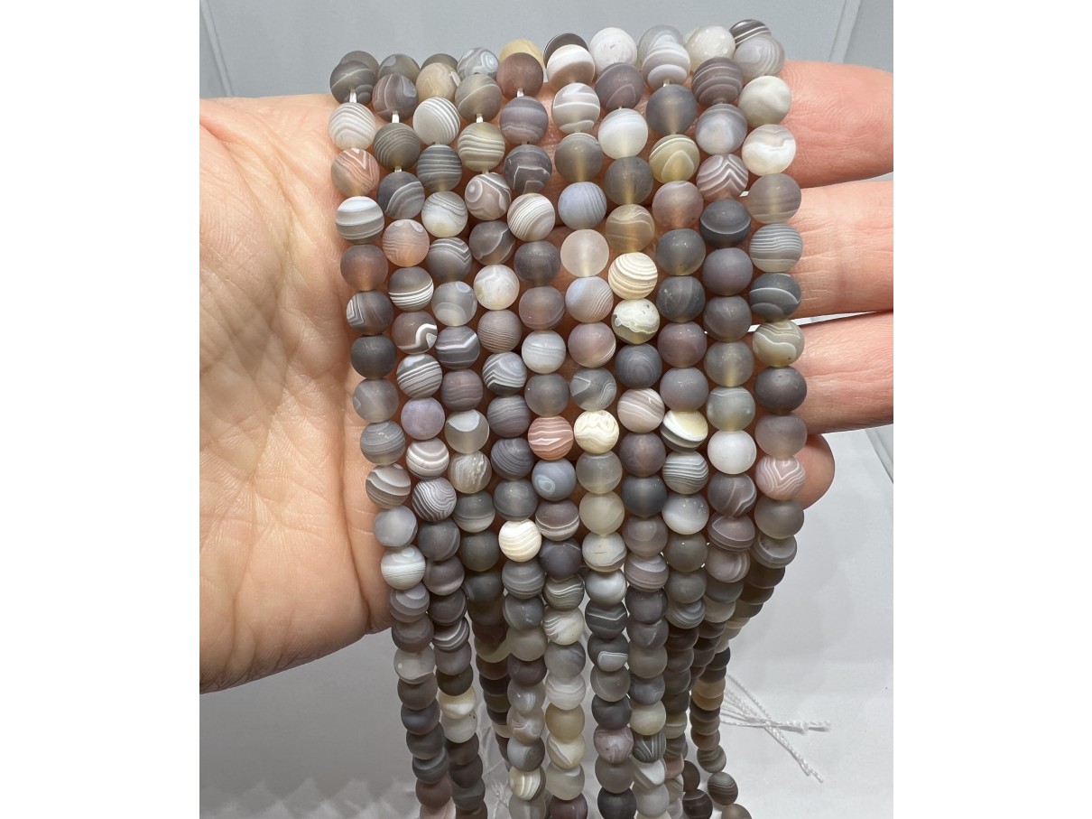 6mm matte perler af botswana agat