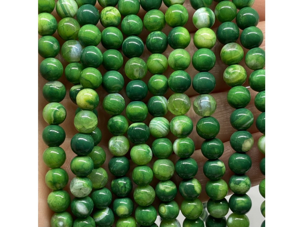 6mm grønne agat perler