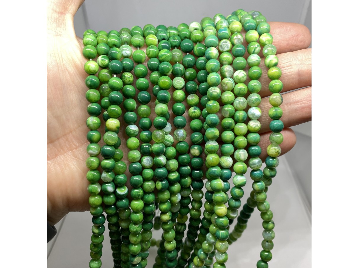 6mm grønne agat perler