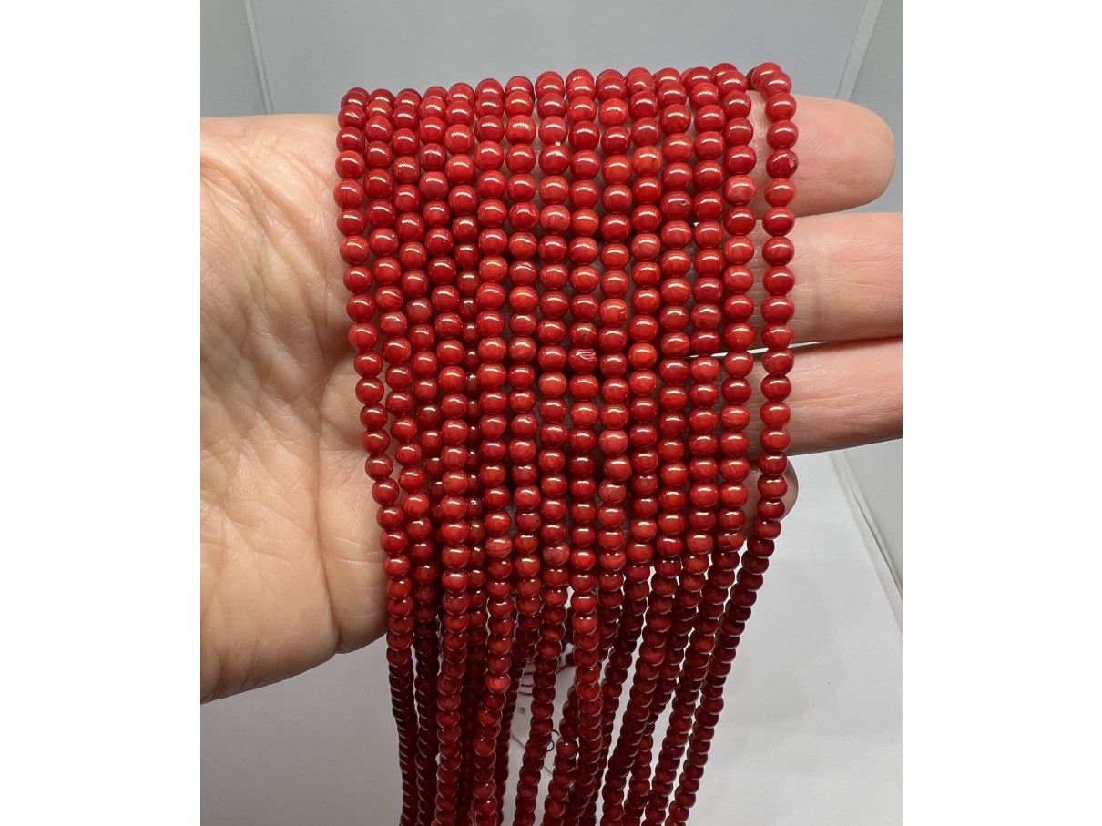 4mm rød koral perler