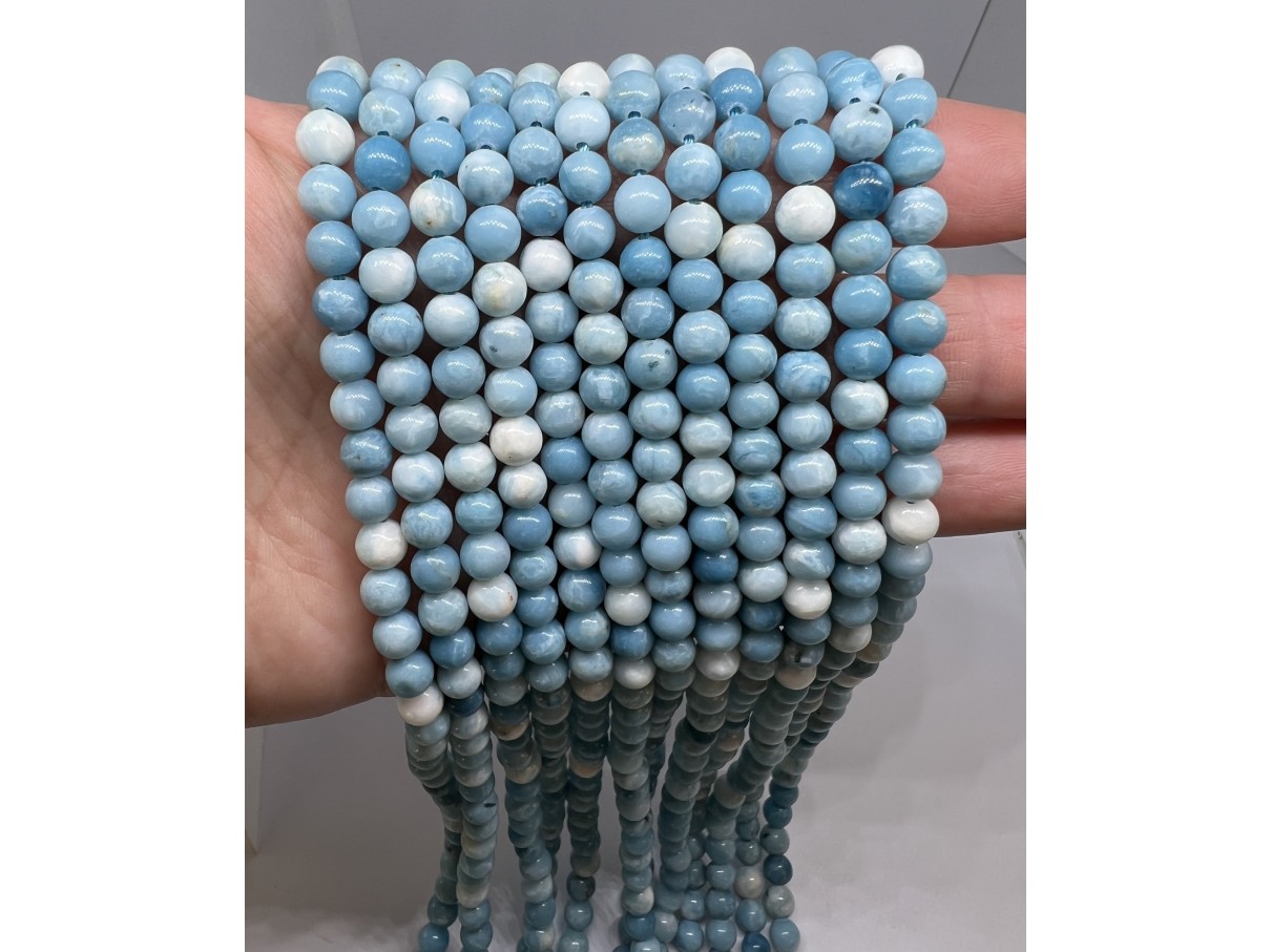 6mm runde blå perler af blue sky stone