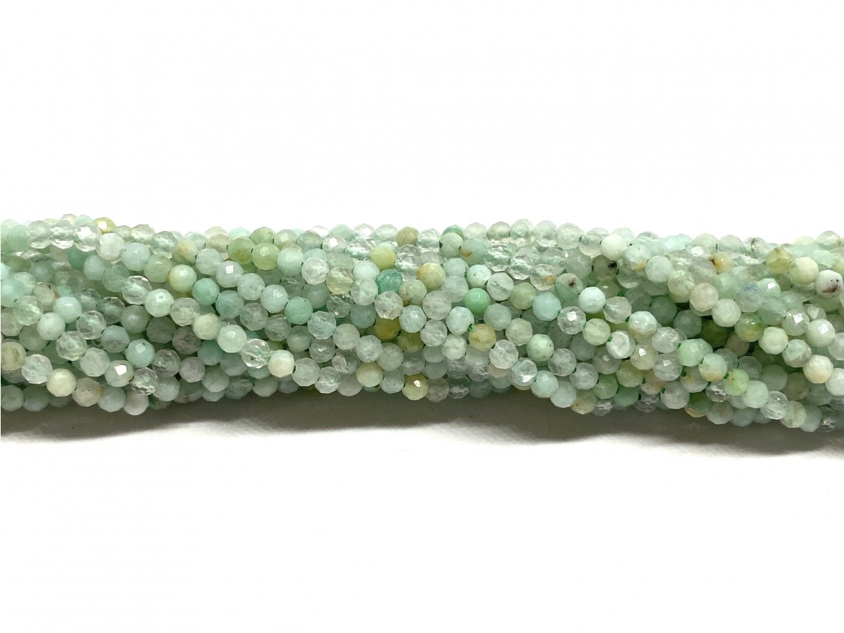 Grøn opal, facetslebet rund 2mm, hel streng