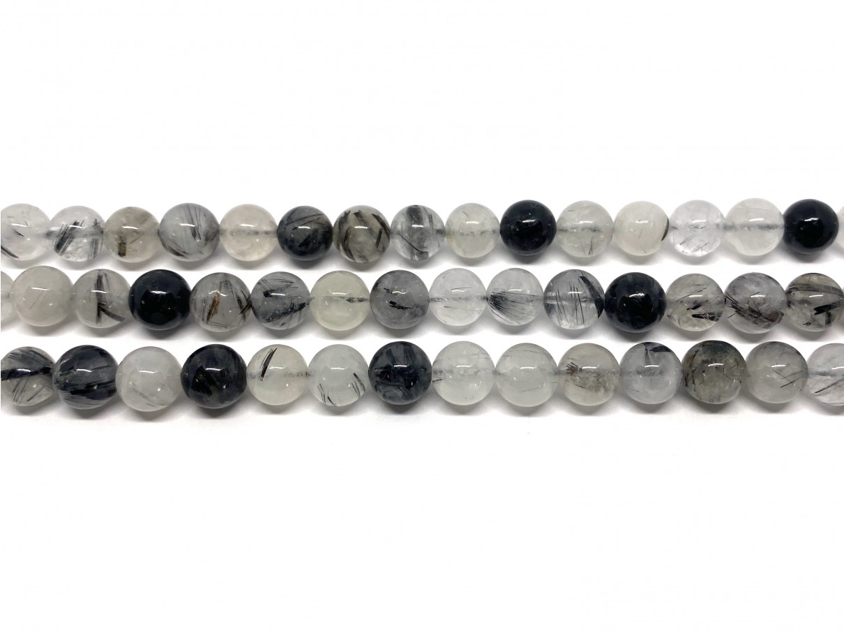8mm sort rutilkvarts perler