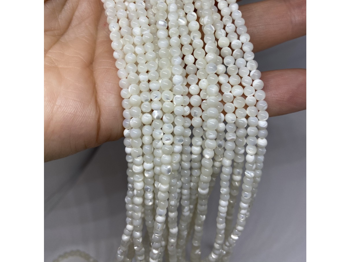 3mm hvide runde Shell perler