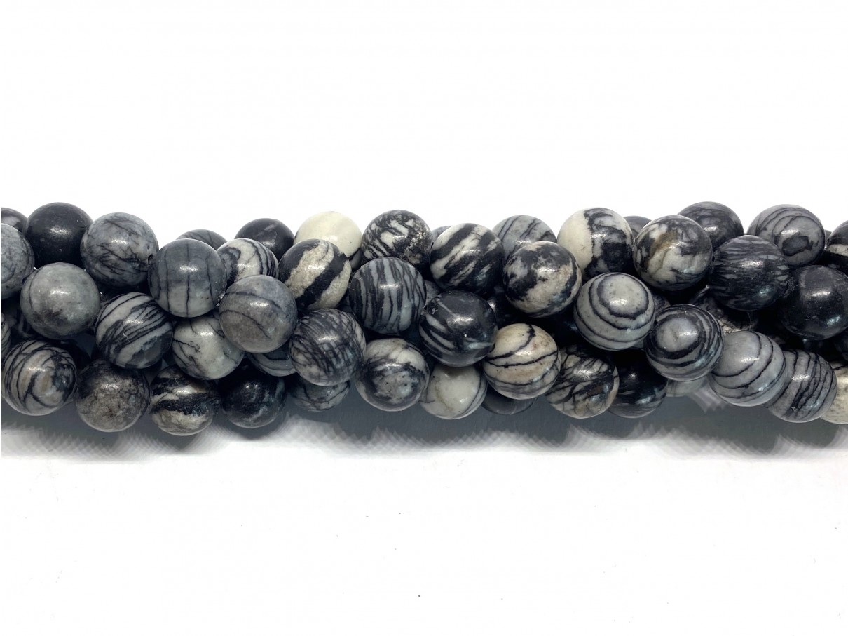 Black veined jaspis, rund 10mm