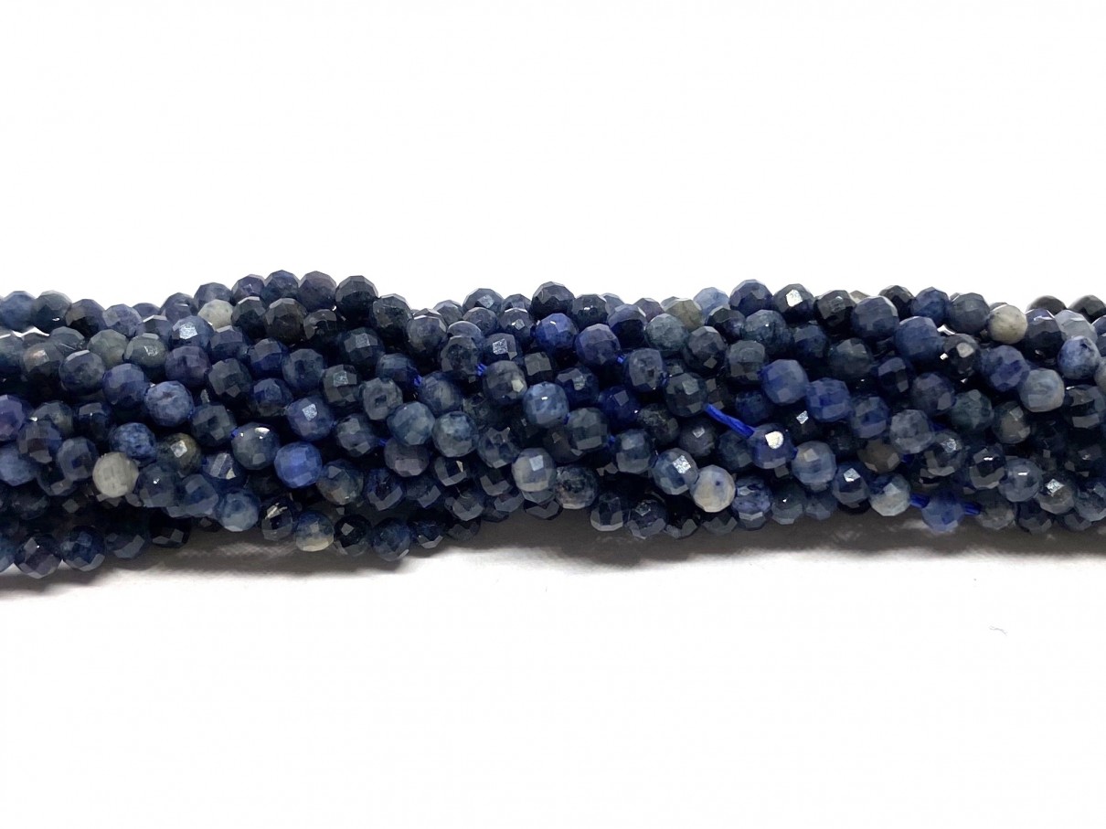 African blue stone, facetslebet rund 2mm, hel streng