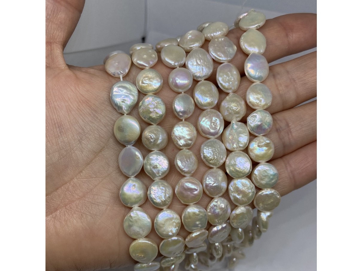 flade runde hvide perler