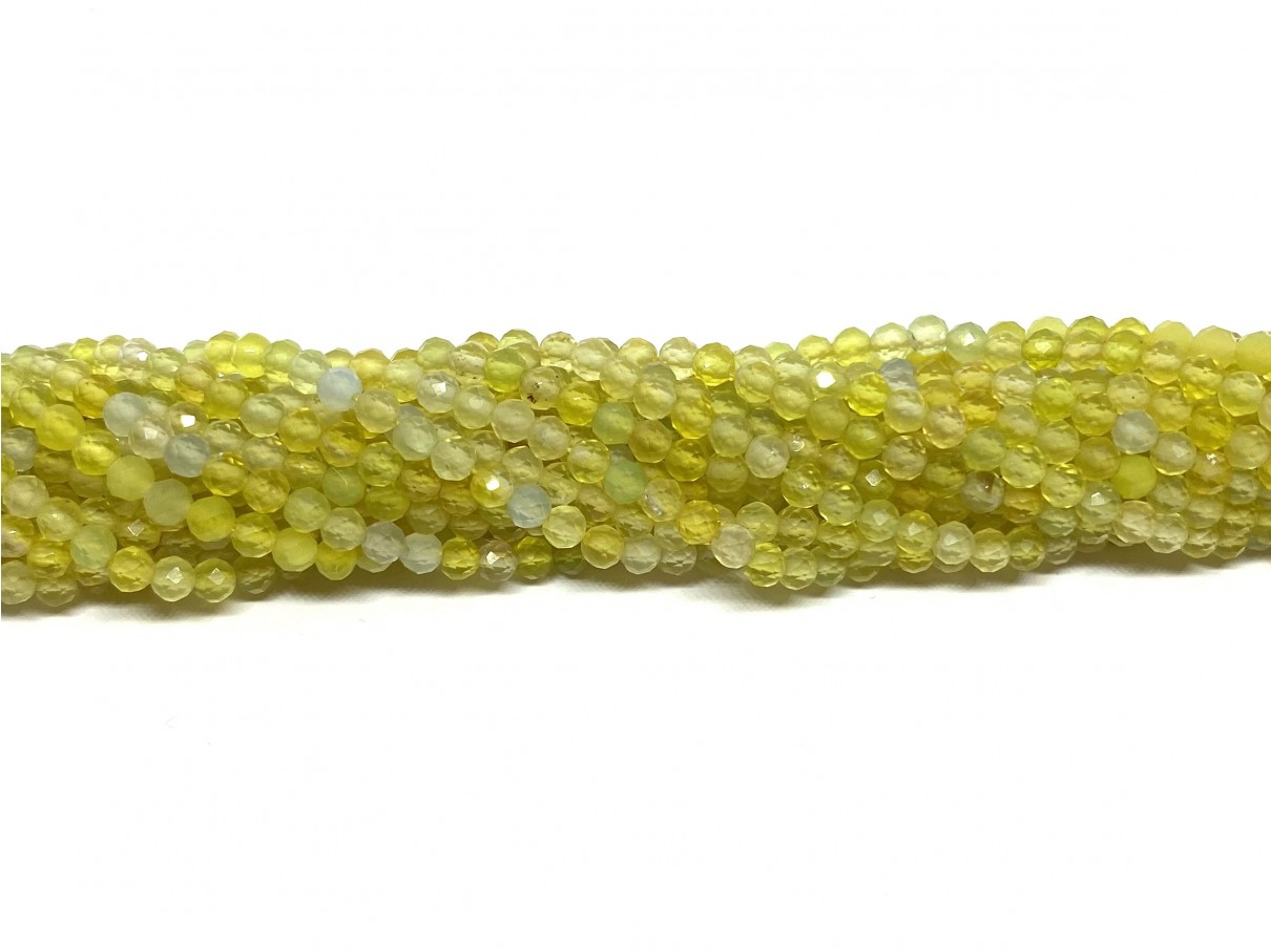Naturlig gul agat, facetslebet rund 3mm, hel streng