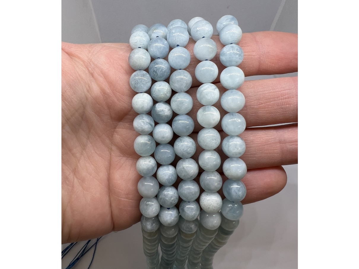 8mm runde aquamarin perler