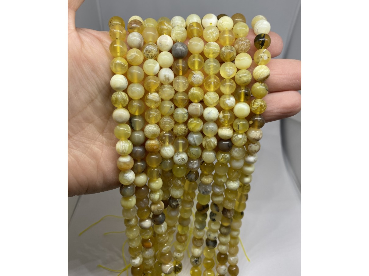 8mm perler af gul opal