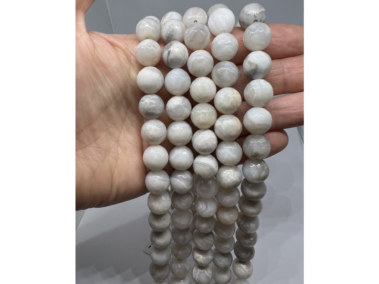 12mm facetslebne perler af hvid crazy agat