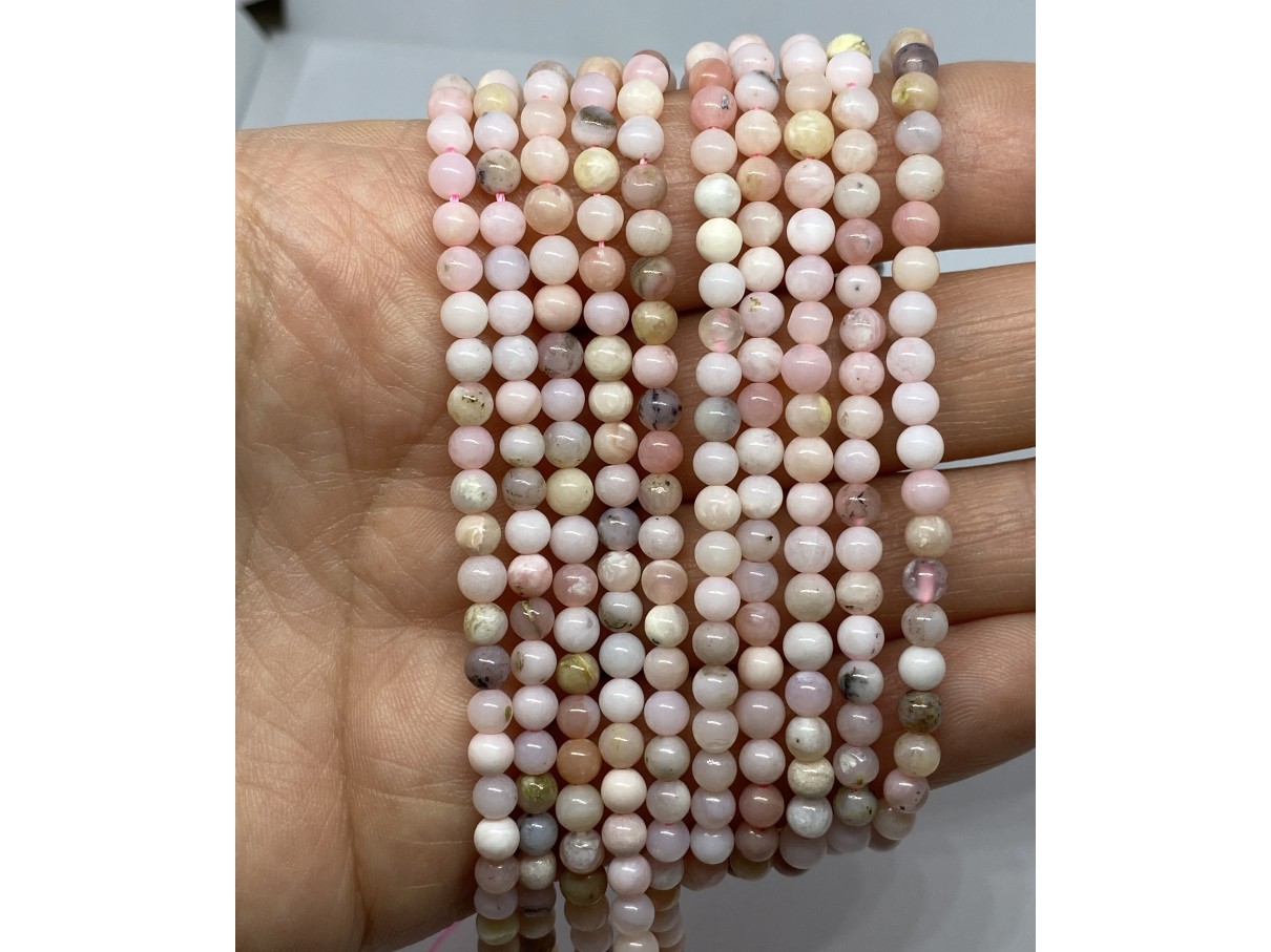 4mm runde perler af pink opal