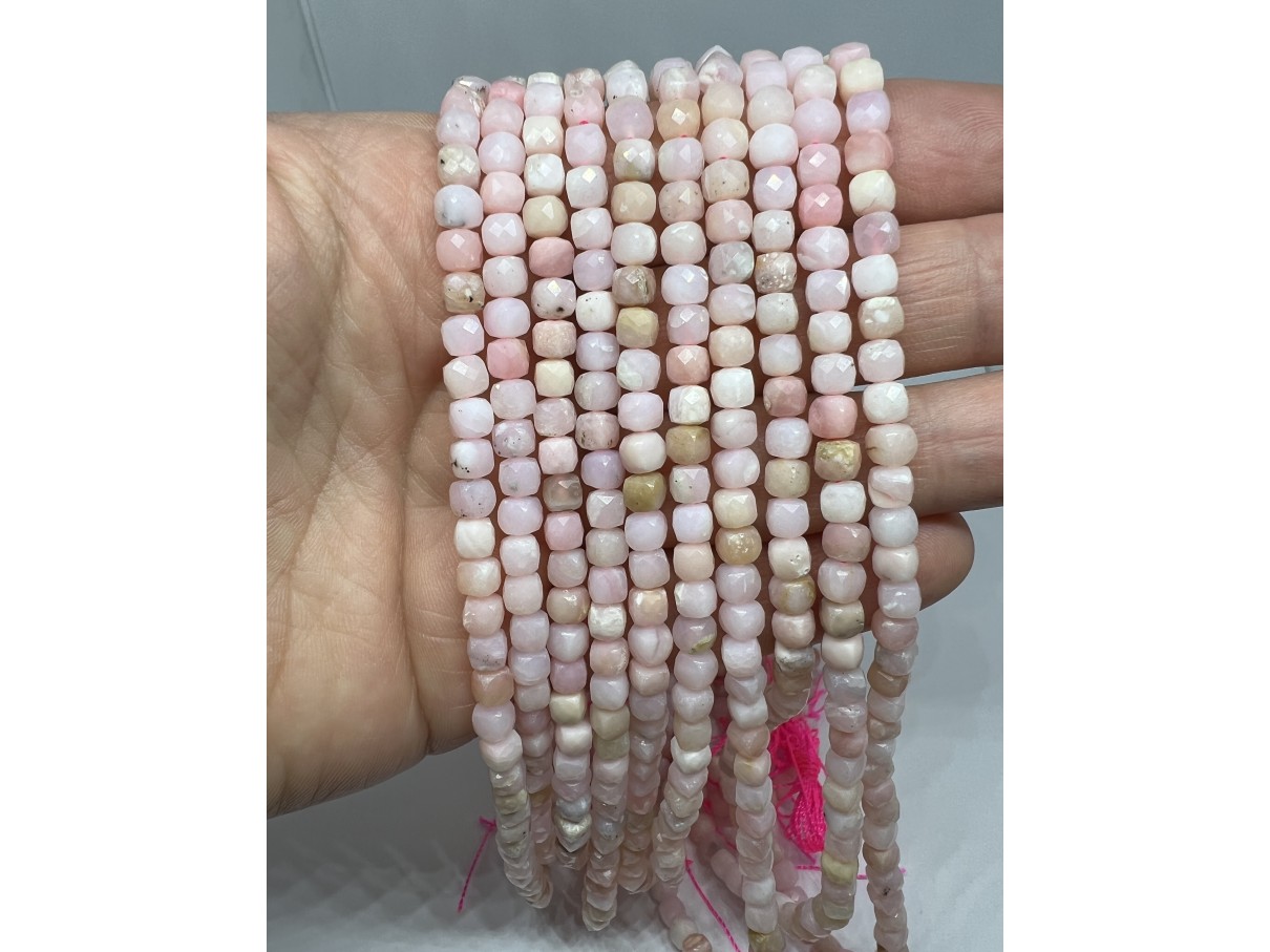 pink opal terninge perler