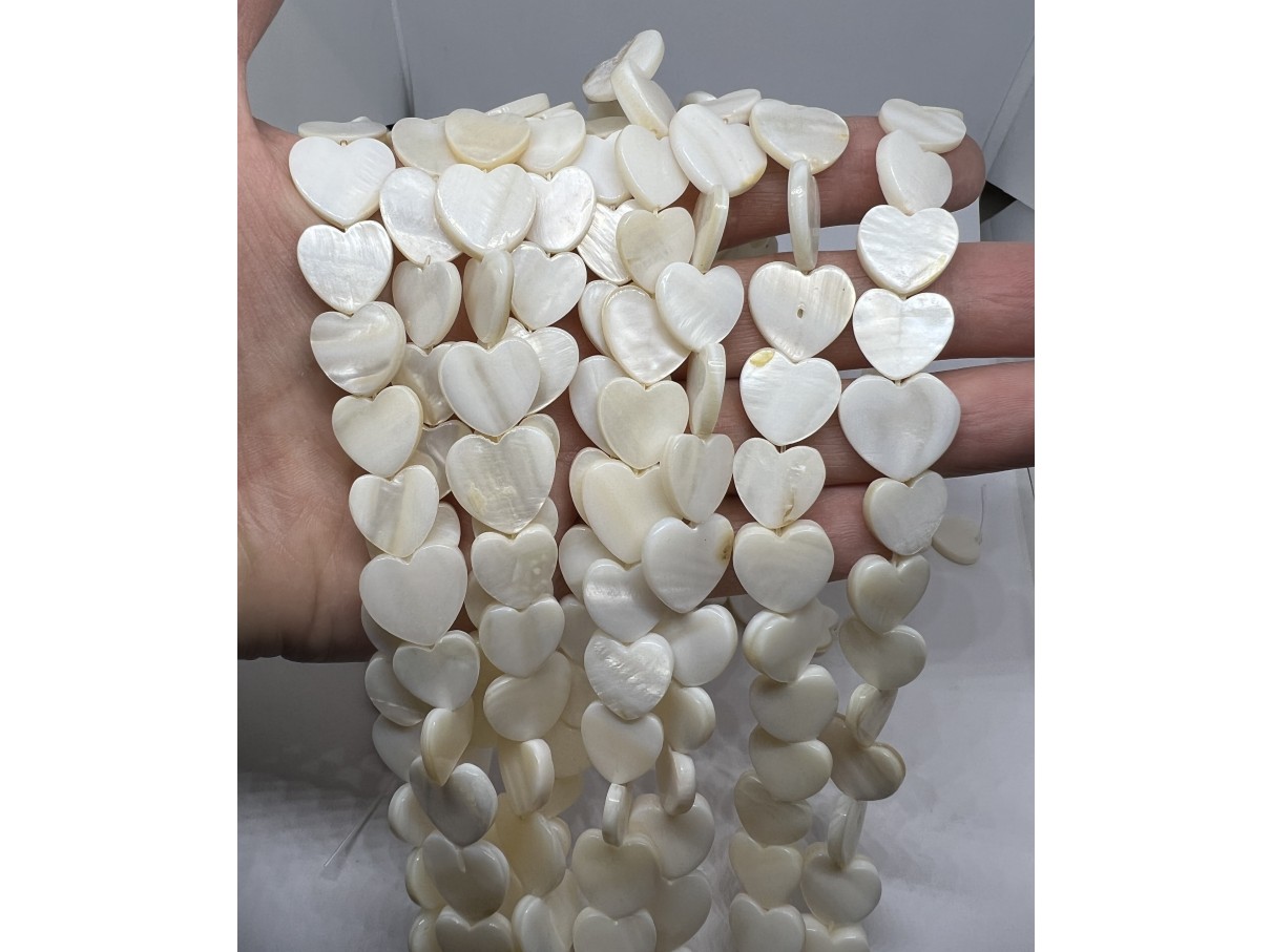 15mm hjerte perler af perlemor