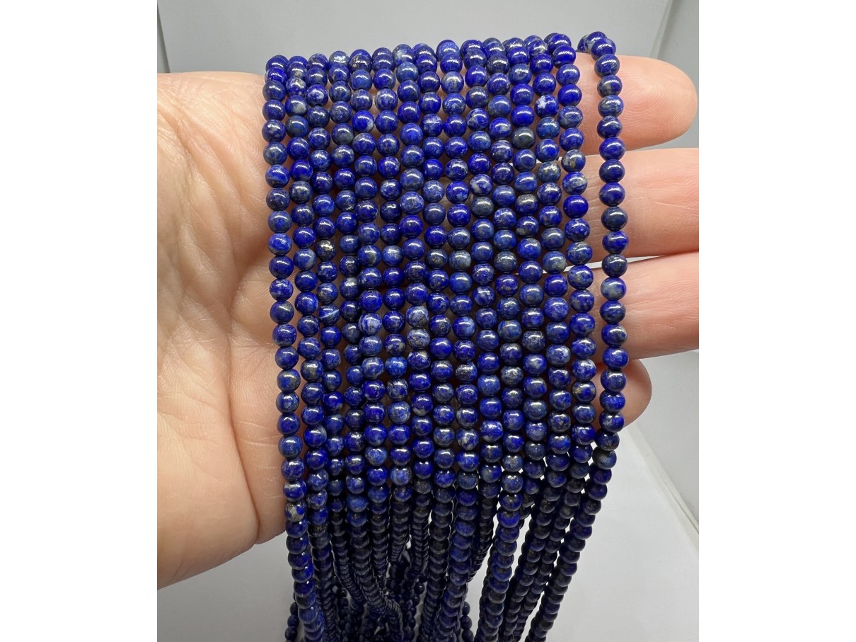 4mm ufarvet lapis lazuli perler