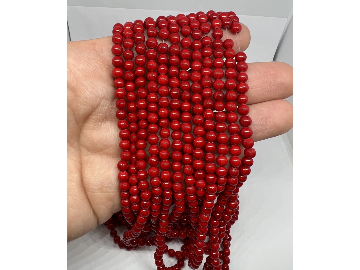 4mm røde perler