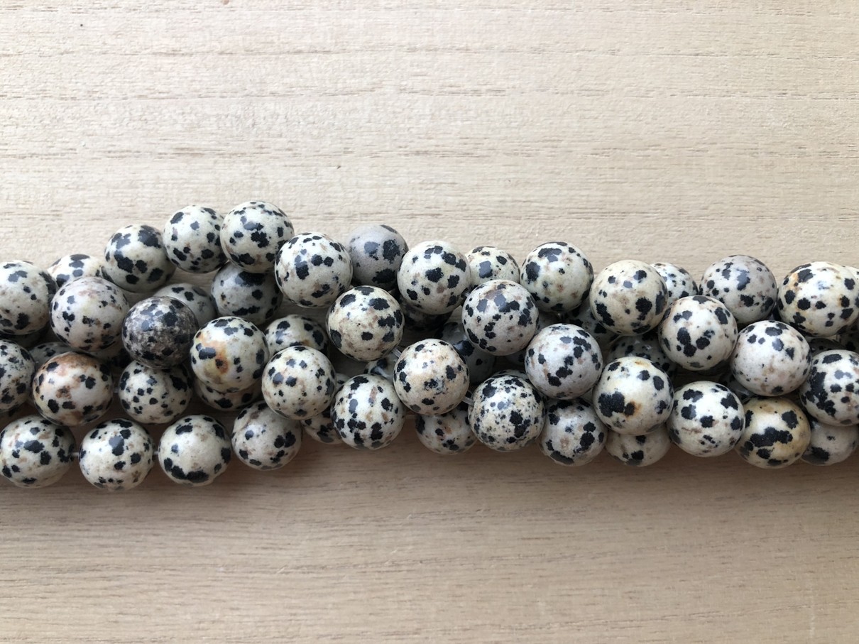 Dalmatiner jaspis, rund 12mm, 8 perler