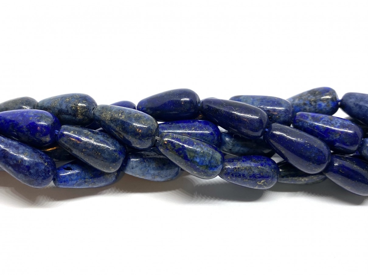 Lapis Lazuli, rund dråbe 8x16mm, hel streng