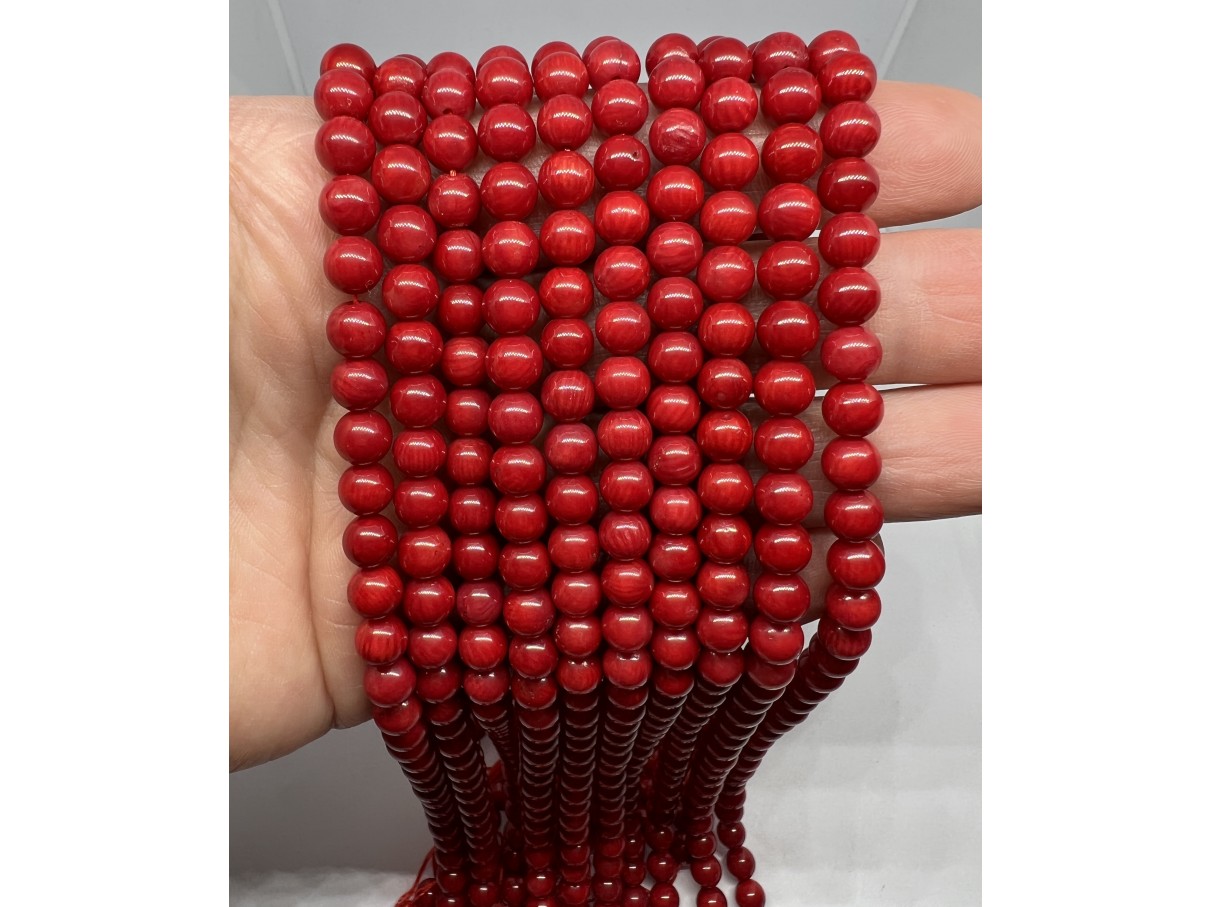 6mm røde koral perler