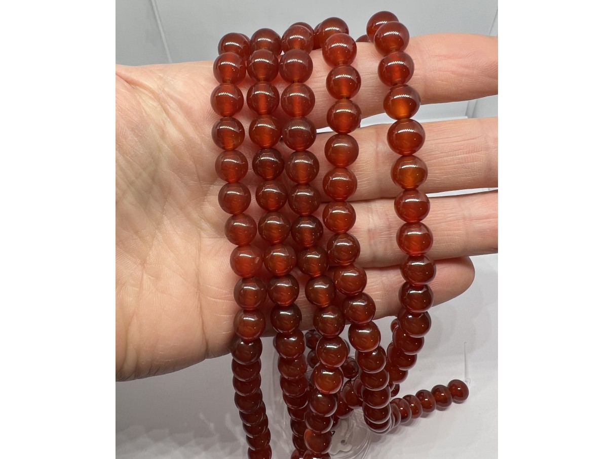 8mm runde perler af rød agat